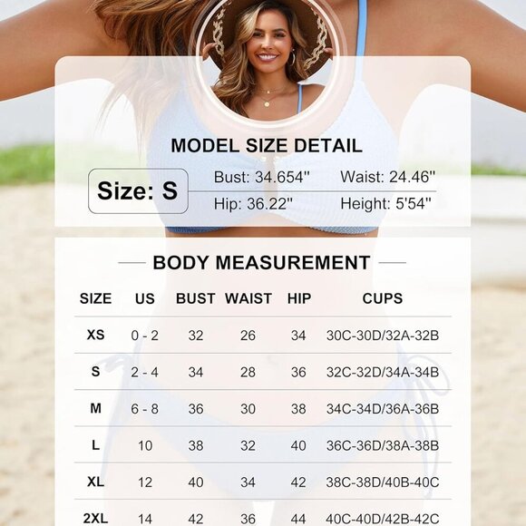 Brand New Womens 2 Piece Bikini Sets Cheeky High Cut Swimsuit Black Large - Picture 6 of 6